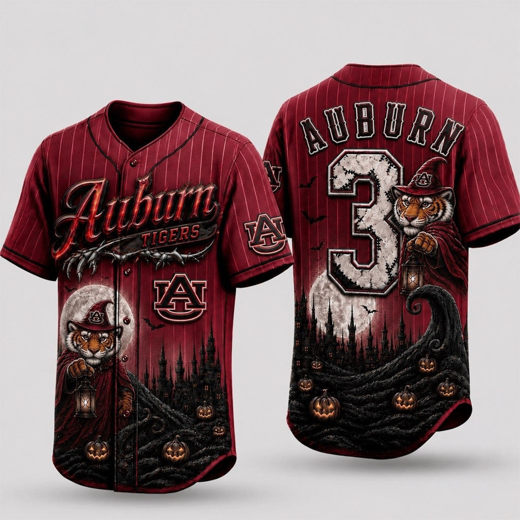 Personalized Auburn Tigers 2026 Spooky Mascot Halloween Baseball Jersey Auburn Tigers Merch - Merchluma