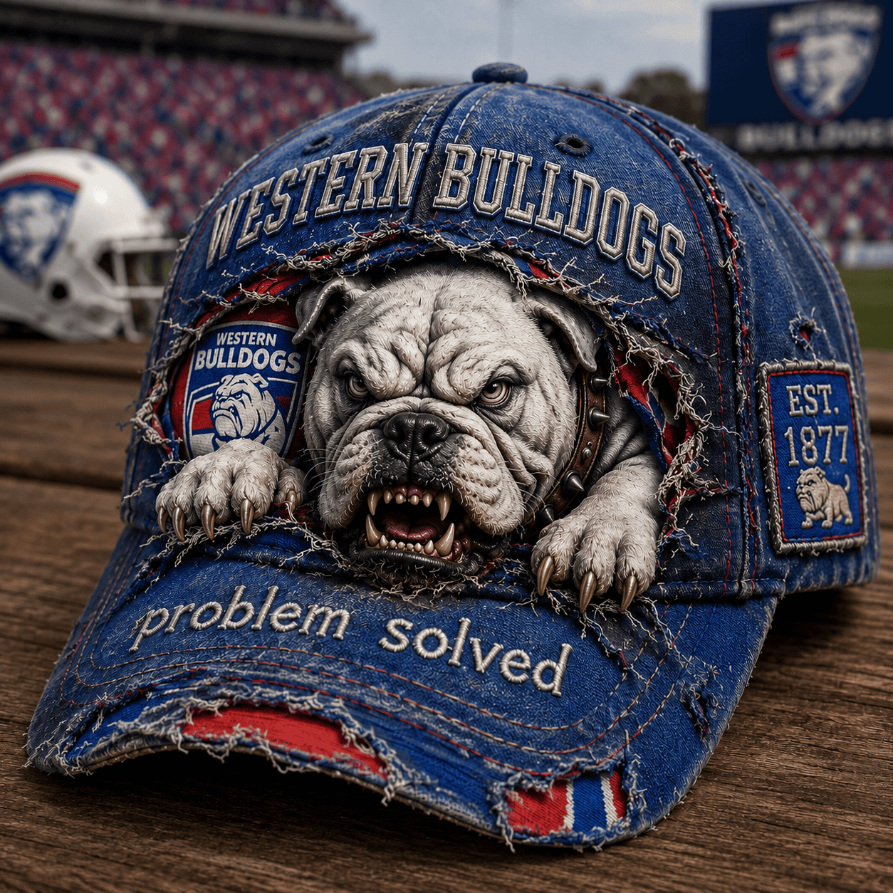 Western Bulldogs Merch 2026 Problem Solved Vintage Hat Football Fan Gifts For Game Day - Merchluma