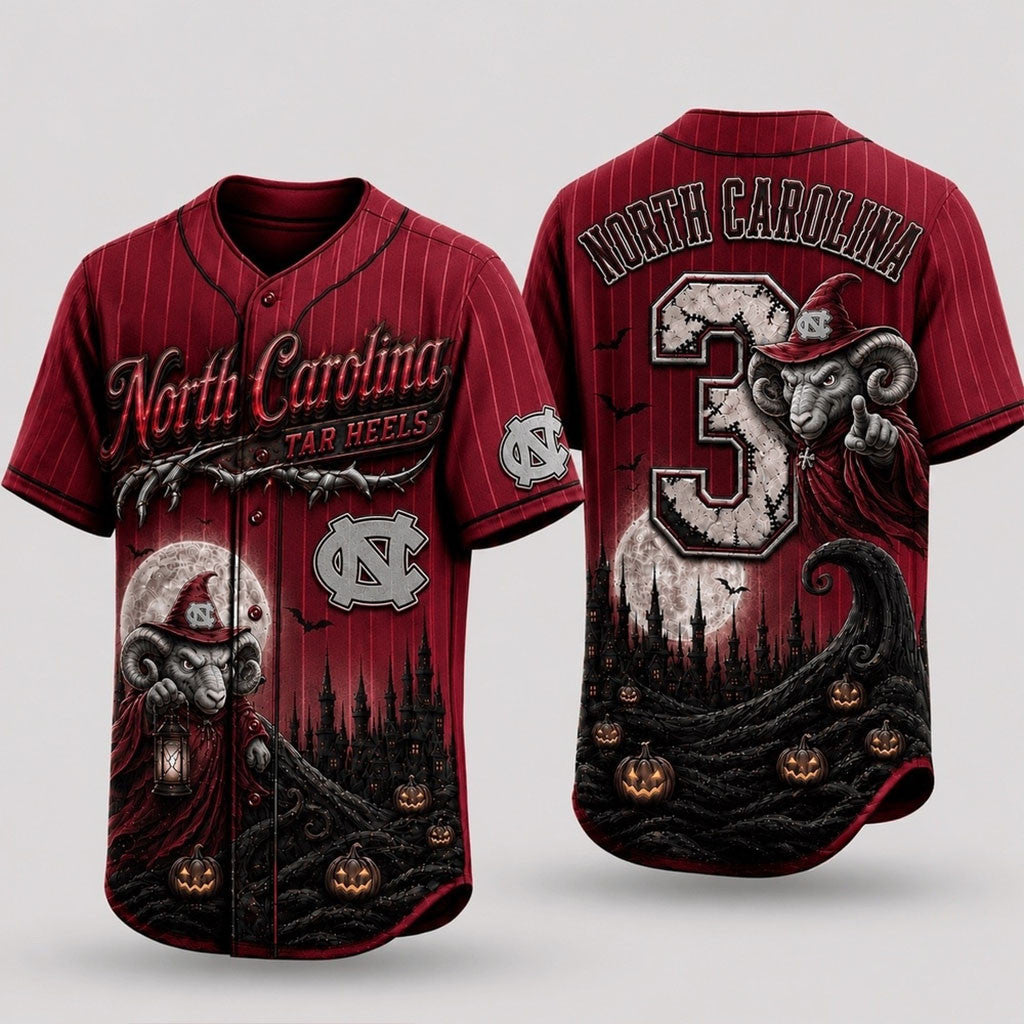 Personalized North Carolina Tar Heels 2026 Spooky Mascot Halloween Baseball Jersey Fan Merch - Merchluma