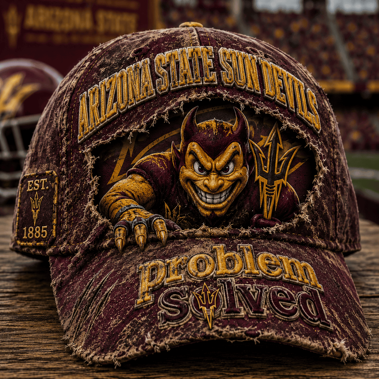 Arizona State Sun Devils Merch 2026 Problem Solved Distressed Hat Gift For Football Lovers - Merchluma