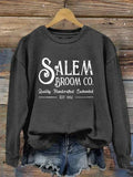 Salem Broom Co Quality Handcrafted Est 1692 Sweatshirt Witch Merch Top Scary Night Presents - Merchluma
