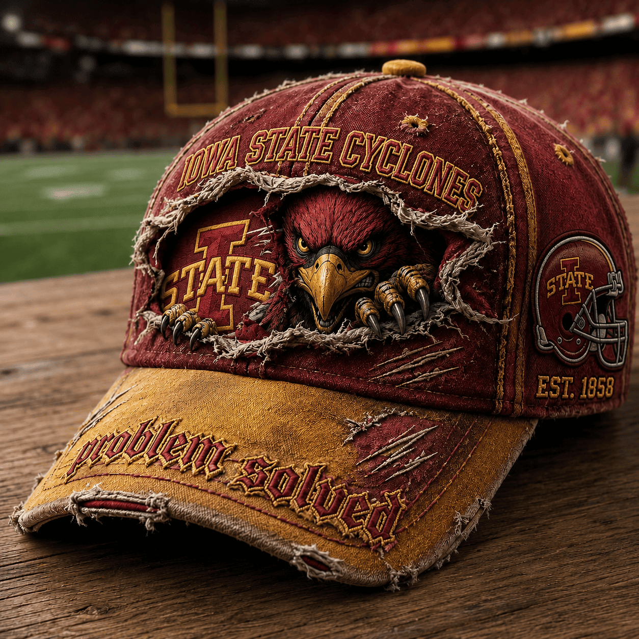 Iowa State Cyclones 2026 Problem Solved Distressed Hat Cyclones Merch Gift For Football Fans - Merchluma