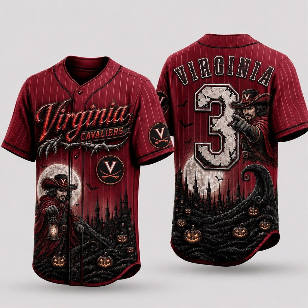 Personalized Virginia Cavaliers 2026 Spooky Mascot Halloween Baseball Jersey Fan Merch Gifts - Merchluma