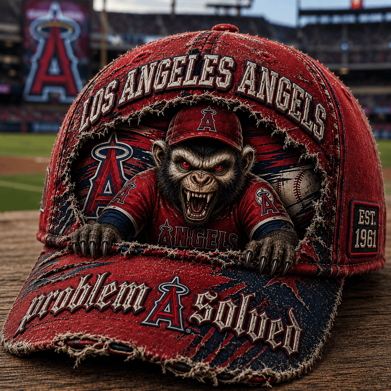 Los Angeles Angels 2026 Problem Solved Distressed Hat LA Angels Merch Baseball Fan Gifts - Merchluma