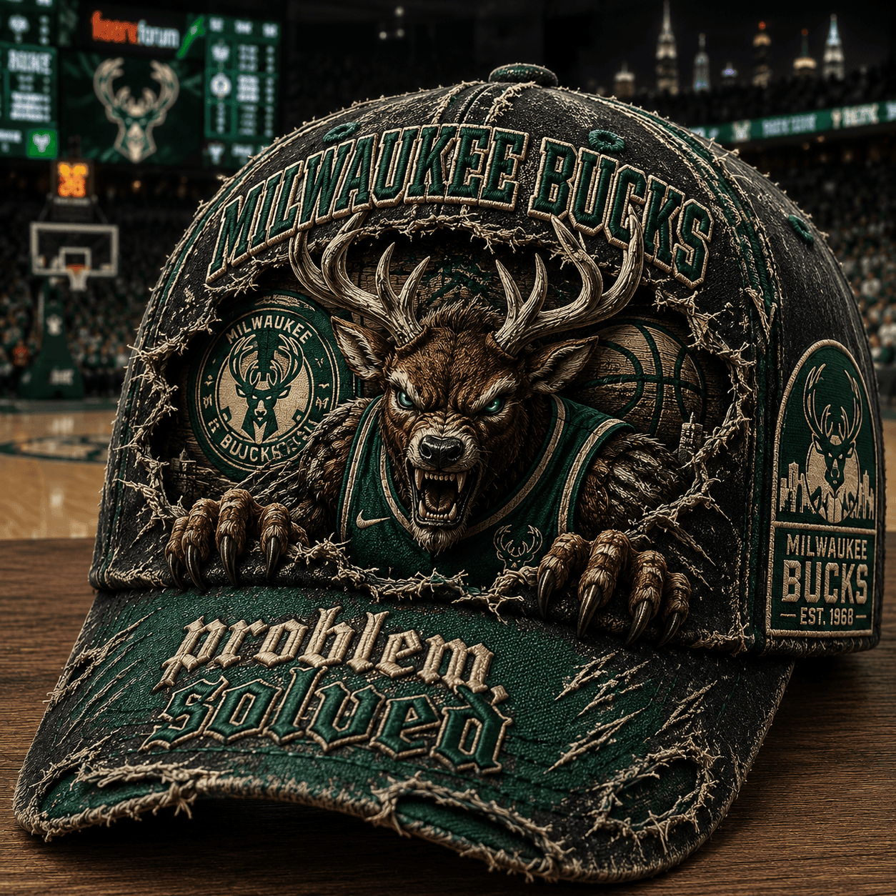 Milwaukee Bucks Merch 2026 Problem Solved Distressed Hat Basketball Fan Gear Gift For Him - Merchluma