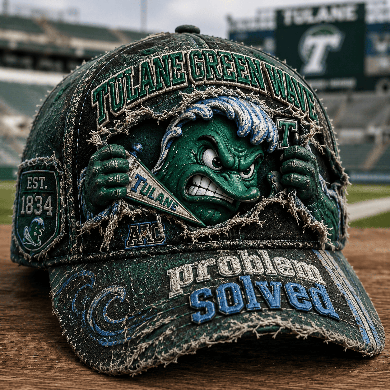 Tulane Green Wave Merch 2026 Problem Solved Hat Game Day Hat Best Gift For Sports Fans - Merchluma
