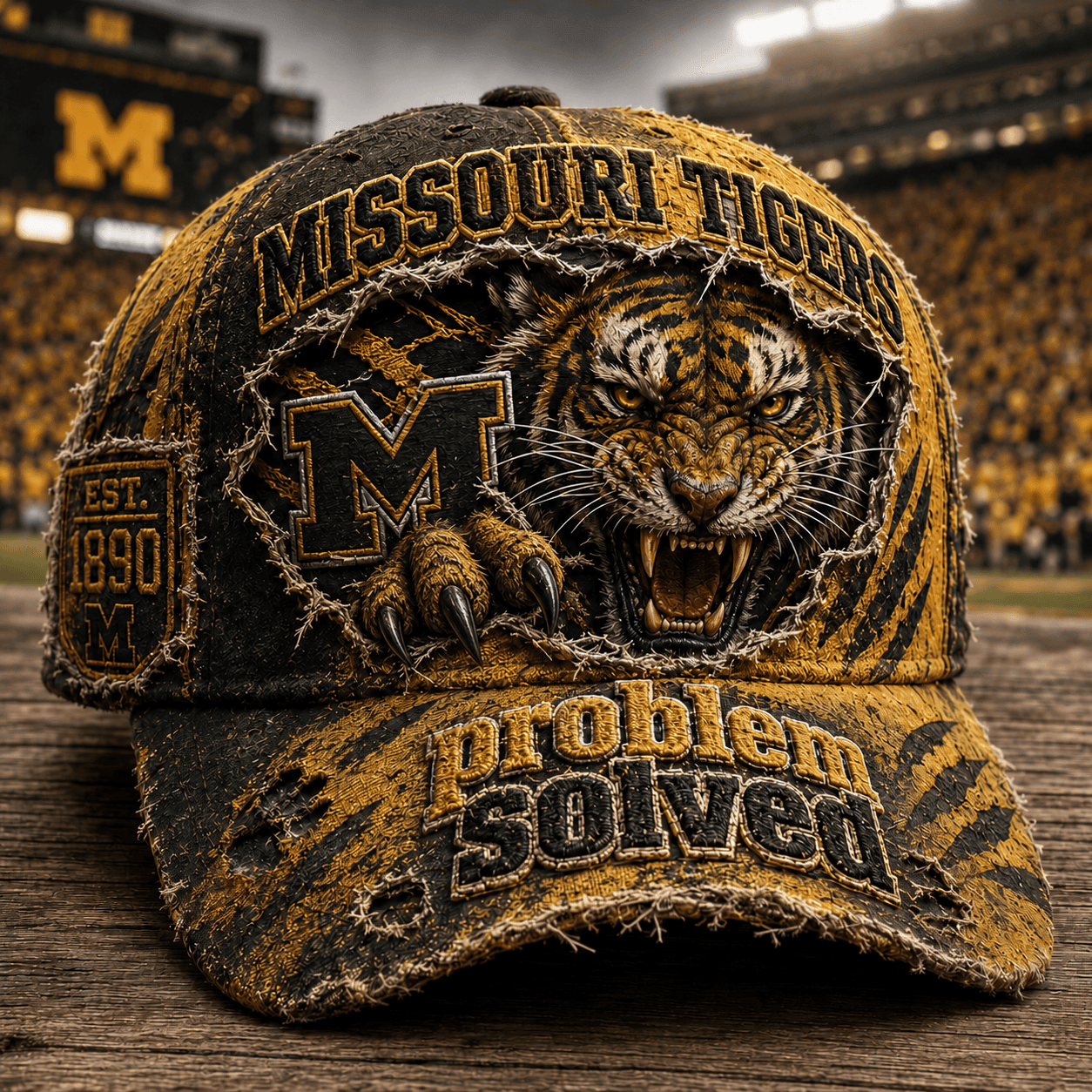Missouri Tigers Merch 2026 Problem Solved Hat Game Day Hat Present For Footballers - Merchluma