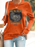 Women's Vintage Thanksgiving Turkey Sweatshirt Wtf Wine Turkey Family Merch Good Gifts For Her - Merchluma