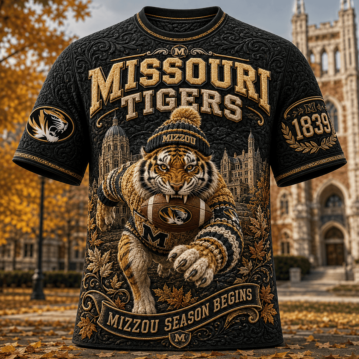 Missouri Tigers Merch Autumn T-Shirt Mizzou Season Begins Shirt Best Gift For Football Fans - Merchluma