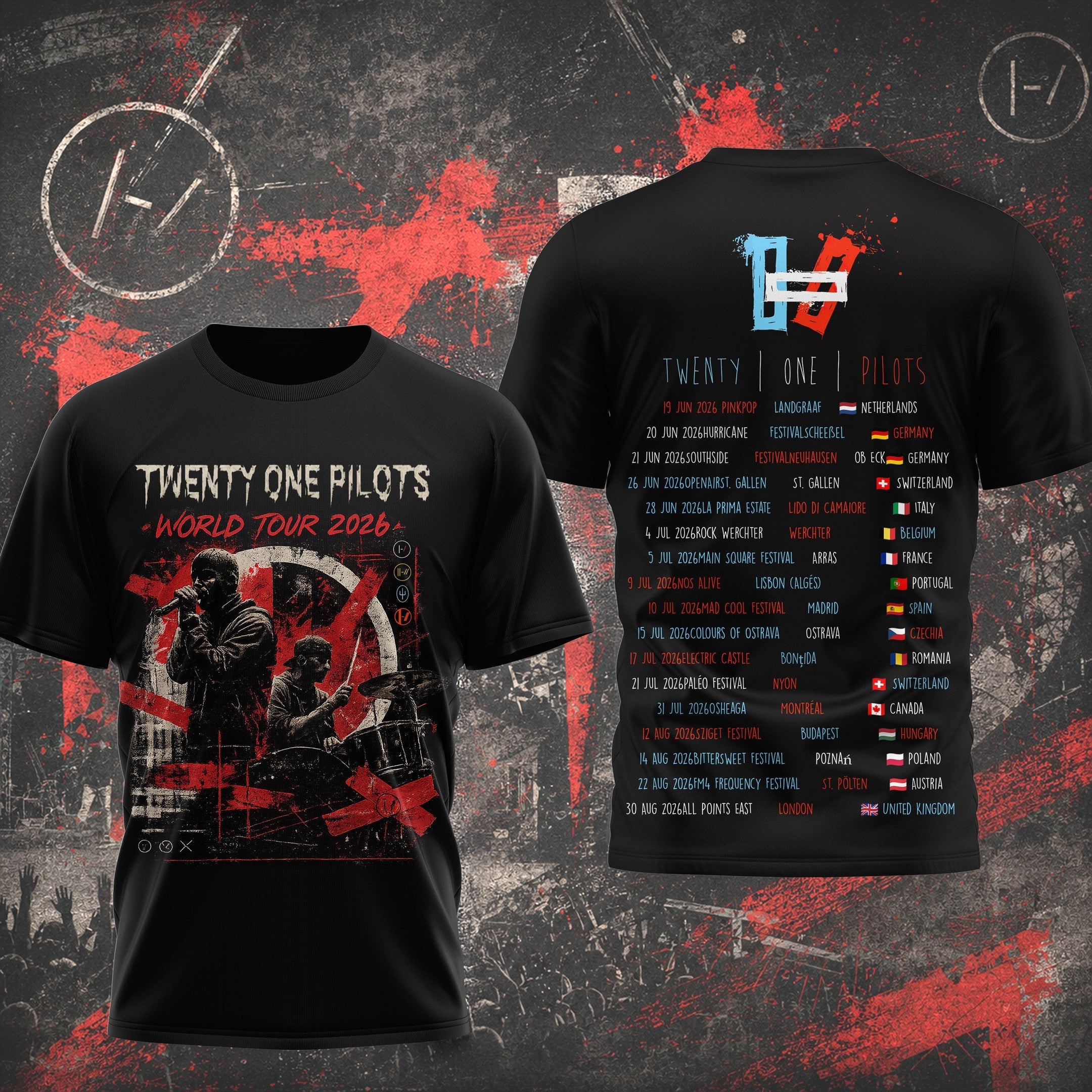 Twenty One Pilots World Tour 2026 T-Shirt Twenty One Pilots Merch Best Gift For Music Lover - Merchluma