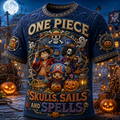 One Piece X Halloween Merch 2026 Skulls Sails And Spells T-Shirt Present For Anime Fans - Merchluma