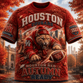 Houston Cougars Merch 2026 Houston Red Autumn Ready T-Shirt Present For Football Fans - Merchluma