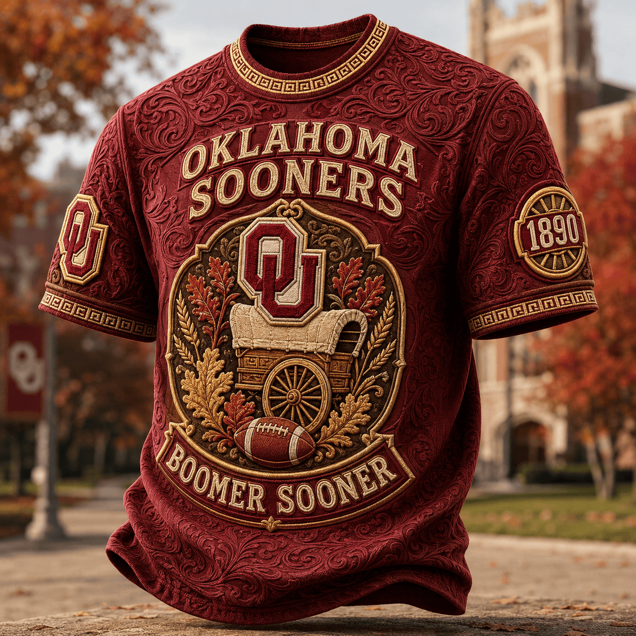 Oklahoma Sooners Autumn T-Shirt Boomer Sooner Shirt Oklahoma Sooners Merch Football Fan Gear - Merchluma