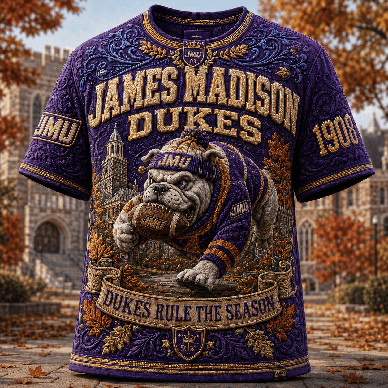 James Madison Dukes Merch Autumn T-Shirt Duke Rule The Season Shirt Football Fan GIfts - Merchluma