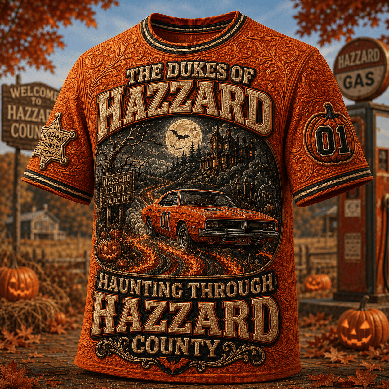 The Dukes Of Hazzard X Halloween Merch Haunting Through Hazzard County T-Shirt Fan Gifts - Merchluma
