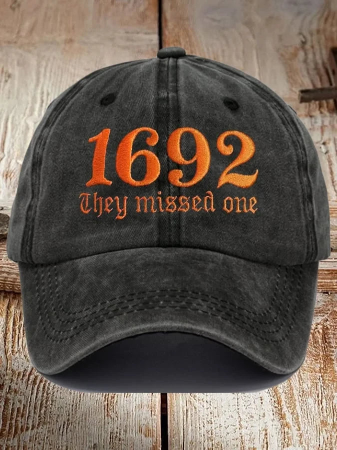 1692 They Missed One Baseball Cap Retro Salem Halloween Hat Halloween Gifts For Boyfriend - Merchluma