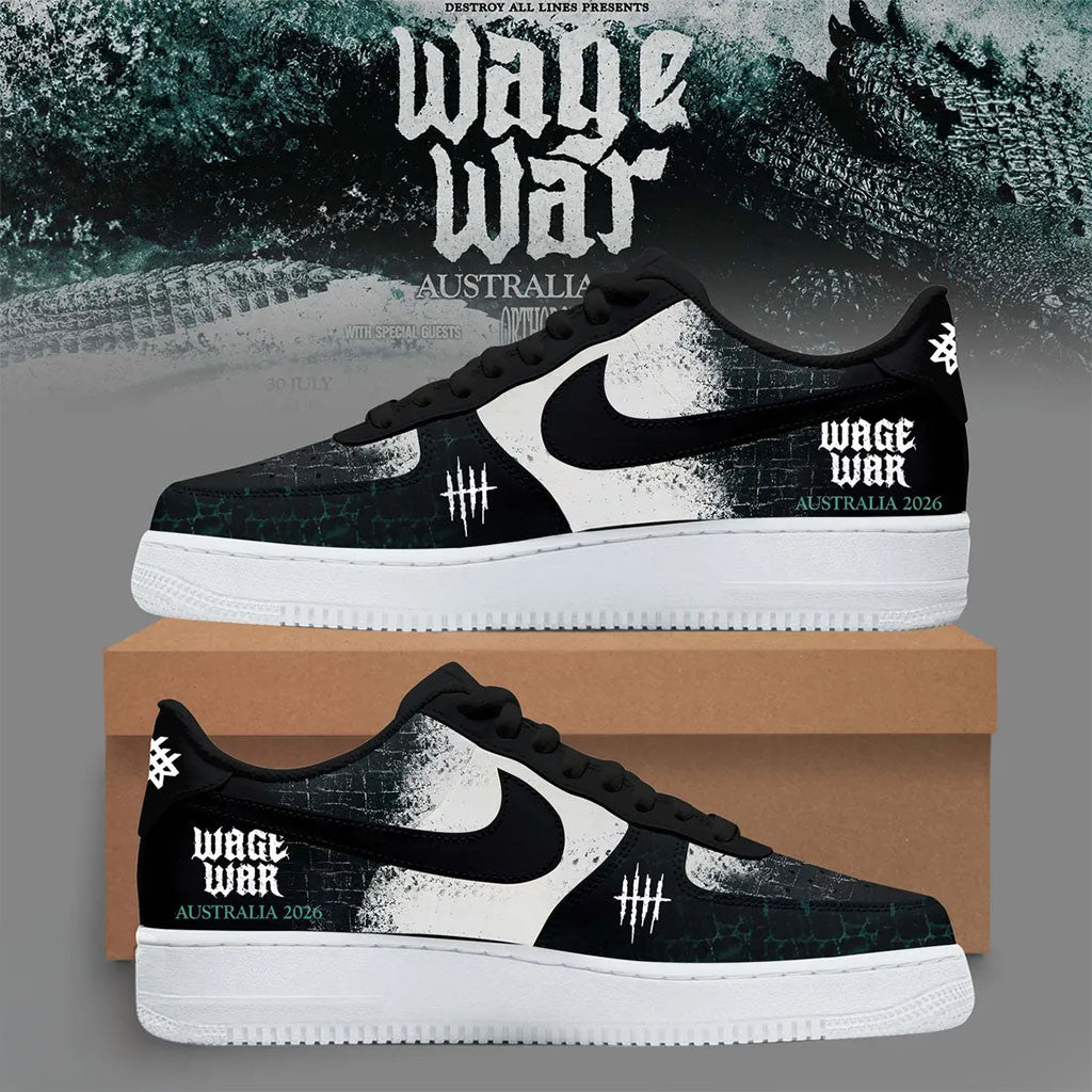 Wage War 2026 Australian Tour Shoes Sneakers Wage War Merch Gift Ideas For Band Fans - Merchluma