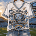 North Carolina Tar Heels Merch 2026 Chapel Hill V-Neck Shirt Game Day Glam Gear Gift For Fans - Merchluma