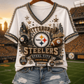 Pittsburgh Steelers Merch 2026 Steel City V-Neck Shirt Game Day Clothing Gift For Football Fans - Merchluma