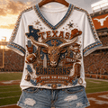Texas Longhorns Merch 2026 Hook Em Horns V-Neck Shirt Game Day Gear Gift For Football Fans - Merchluma