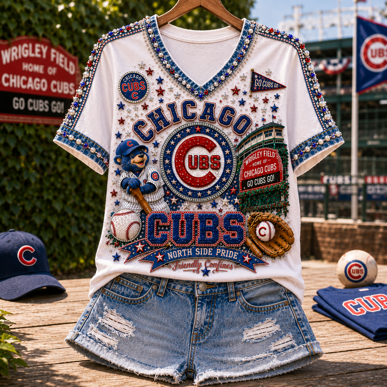 Chicago Cubs Merch 2026 North Side Pride V-Neck Shirt Game Day Gifts For Baseball Lovers - Merchluma