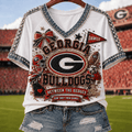 Georgia Bulldogs Merch 2026 Between The Hedges V-Neck Shirt Game Day Gifts For Football Lovers - Merchluma