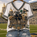 Notre Dame Fighting Irish Merch 2026 Game Day Glam V-Neck Shirt Gift For Football Lovers - Merchluma