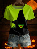 Green Witch Silhouette Halloween T-Shirt Halloween Merch Gift For Mystery Fans - Merchluma