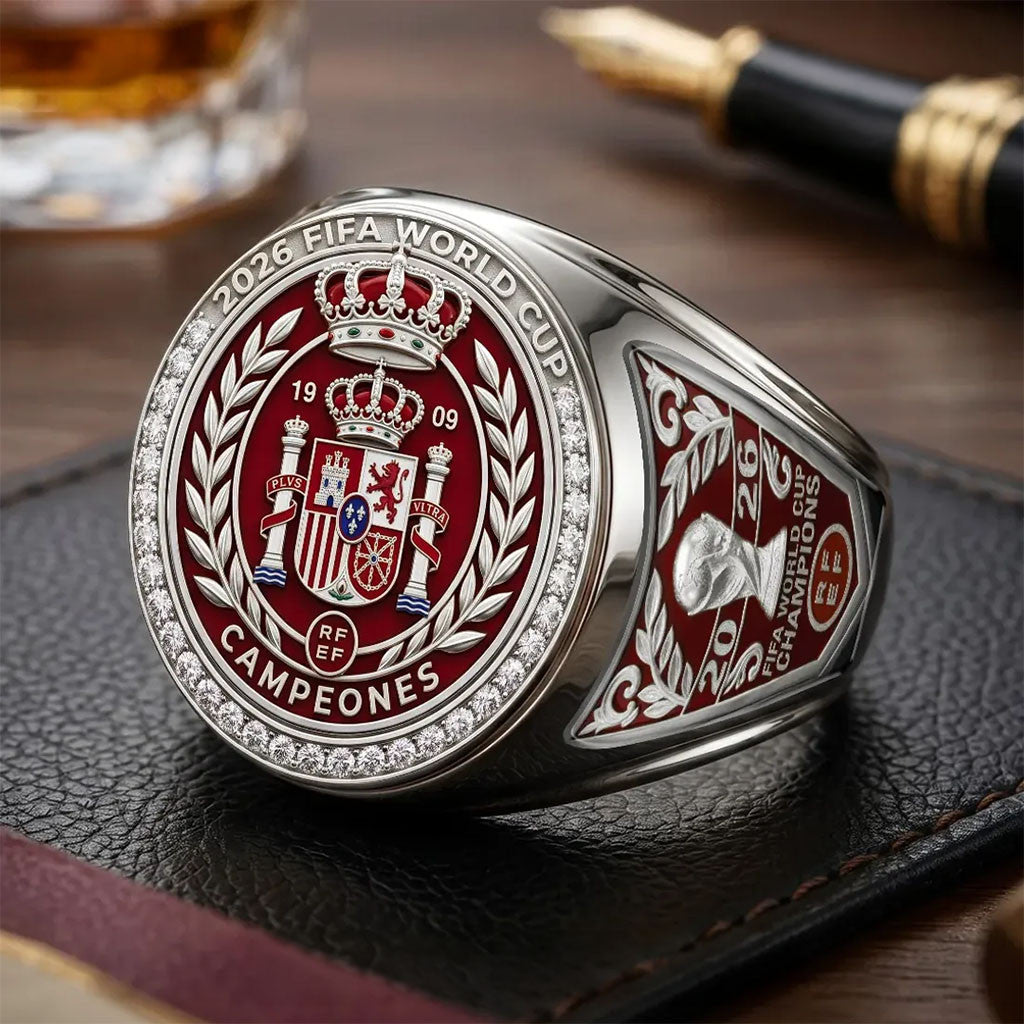 Spain National Team 2026 World Cup Silver Ring Spain FIFA WC Campeones Merch Soccer Fan Gear - Merchluma
