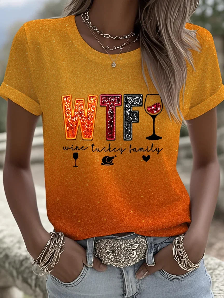Womens Wine Turkey Family T-Shirt Thanksgiving Merch Unique Gift Ideas - Merchluma