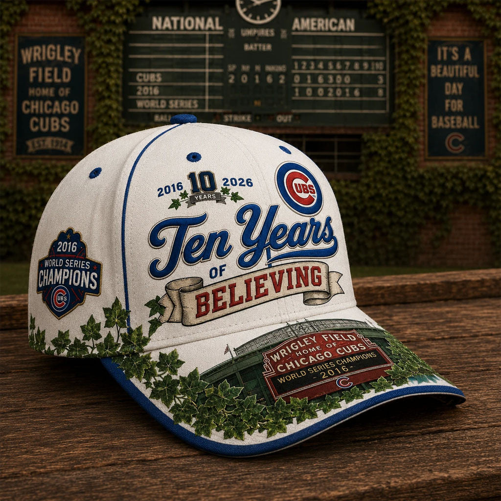 Chicago Cubs 2016 World Series 10th Anniversary Hat Chicago Cubs Merch Baseball Fan Gifts - Merchluma