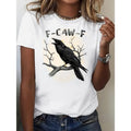 F-Caw-F Crow T-Shirt Womens Halloween Apparel Gifts Ideas For Her - Merchluma