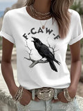 Womens F-Caw-F Raven T-Shirt Cute Halloween Shirts Gift Ideas For Her - Merchluma