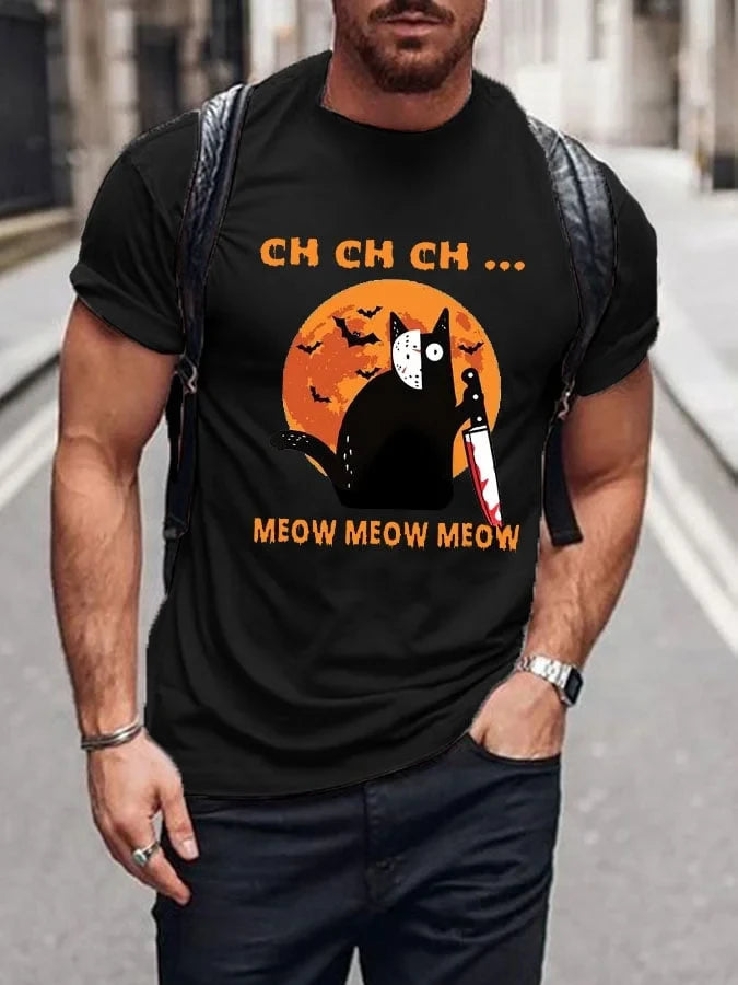 Ch Ch Ch Meow Meow Meow Killer Cat T-Shirt Halloween Merch Awesome Scary Cat Presents - Merchluma