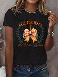 Fall For Jesus T-Shirt He Never Leaves Christian Merch Gift For Faith Lovers - Merchluma