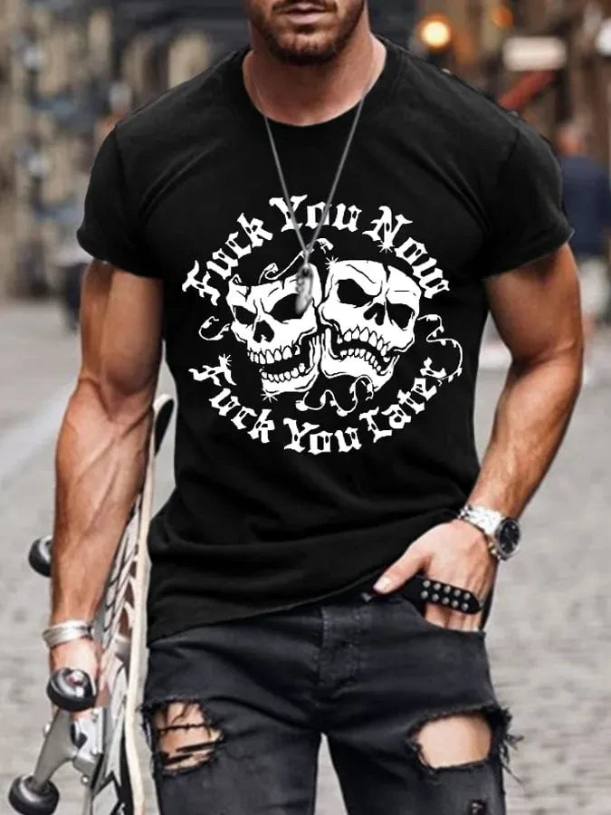 Fuck You Now Fuck You Later Skulls T-Shirt Goth Merch Unique Alternative Style Gift - Merchluma