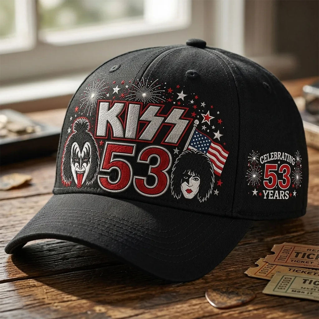KISS Band 53 Years Anniversary Black Hat KISS Merch Best Gifts For Rock Music Lovers - Merchluma