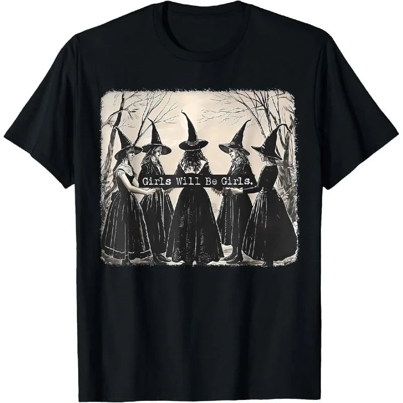 Girls Will Be Girls Witch Moon T-Shirt Witch Merch Gifts Ideas For Her - Merchluma