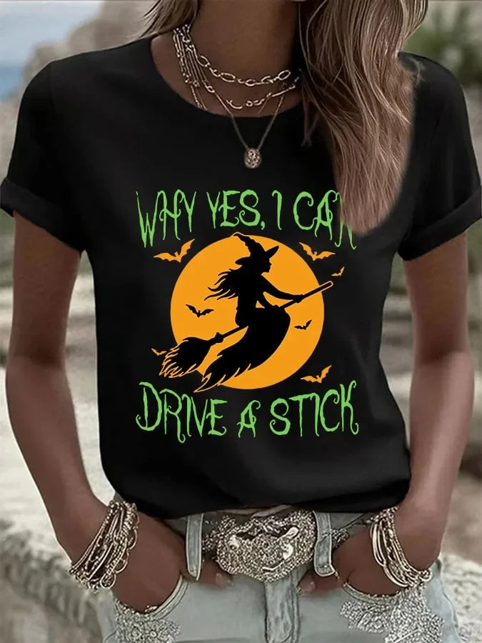Halloween Why Yes I Can Drive A Stick T-Shirt Halloween Shirt Gifts For Fans - Merchluma