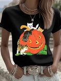Women's Halloween Pumpkin T-Shirt Graphic Halloween Shirts Gift Ideas For Her - Merchluma