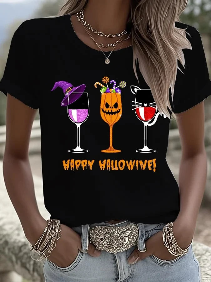 Womens Happy Halloween T-Shirt Hilarious Halloween Shirts Spooky Gifts For Her - Merchluma