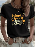 Women's Pumpkin Spice Jesus Christ T-Shirt Thanksgiving Merch Gift For Her Fans - Merchluma