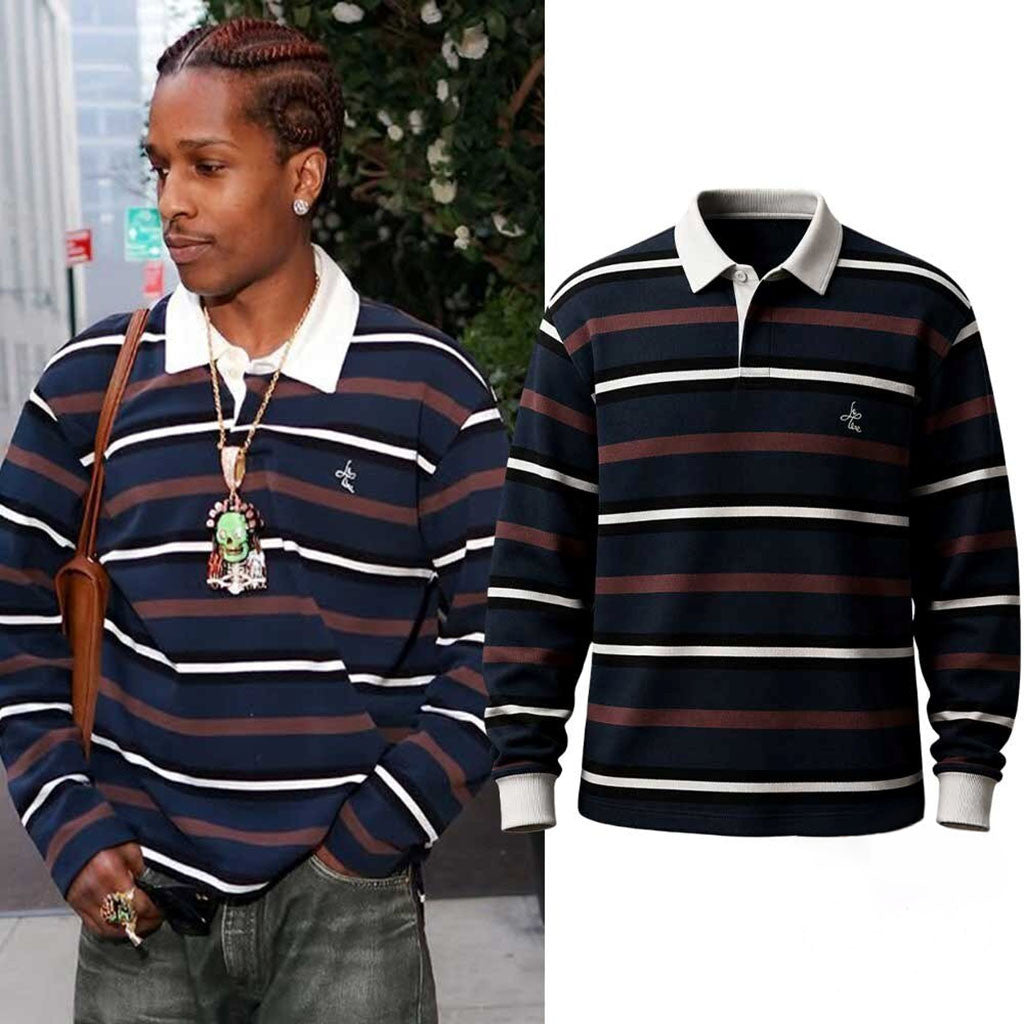 ASAP Rocky At His Awge SS26 Pop Up At ESSX In New York Long Sleeve Polo Shirt ASAP Rocky Merch - Merchluma