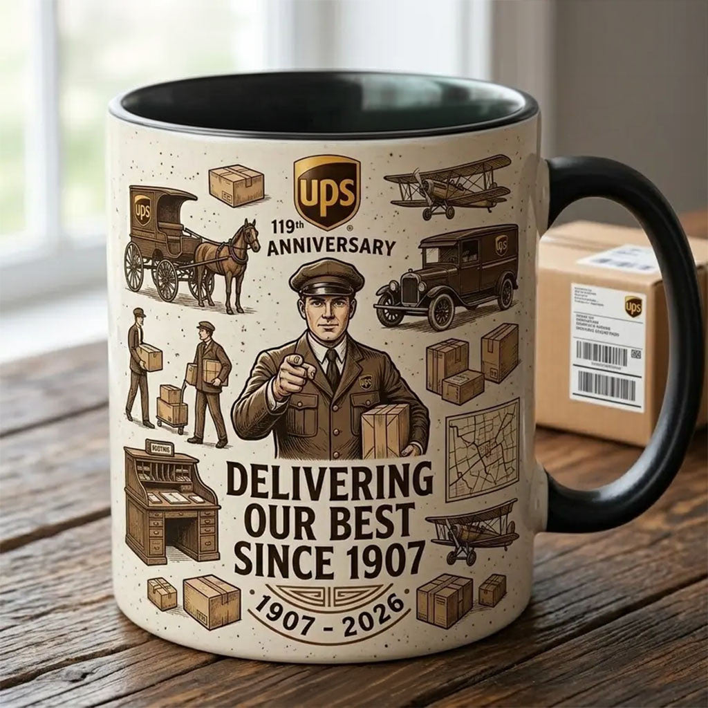 UPS 119th Anniversary 1907 2026 Mug Delivering Our Best Coffee Cup UPS Merch Gift For Dad - Merchluma
