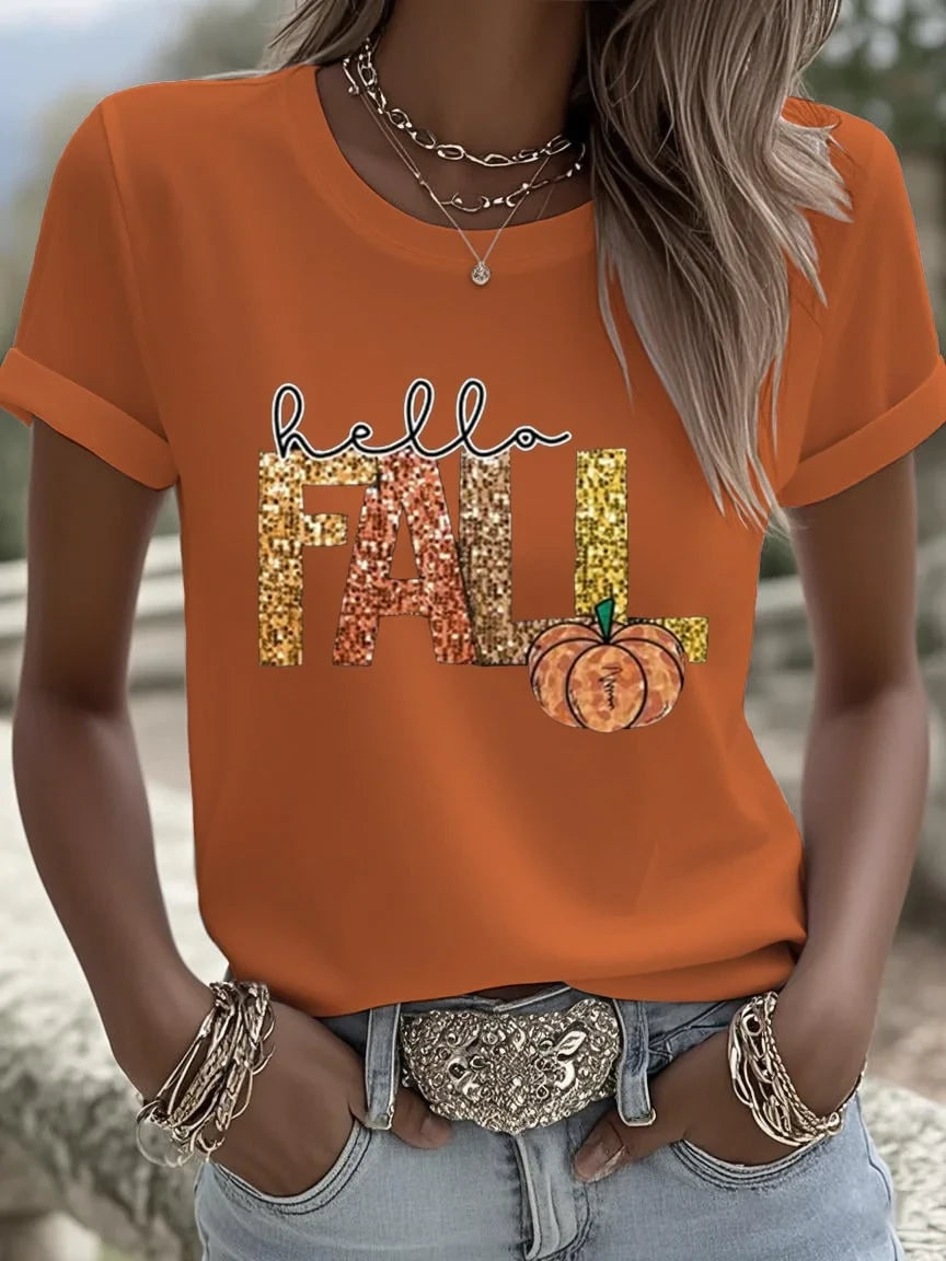 Fall Thanksgiving Pumpkin T-Shirt Cute Halloween Tee Gifts For My Her - Merchluma