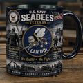 US Navy Seabees Veteran Can Do Tribute Mug We Build We Fight Coffee Cup USN Merch Veteran Gifts - Merchluma