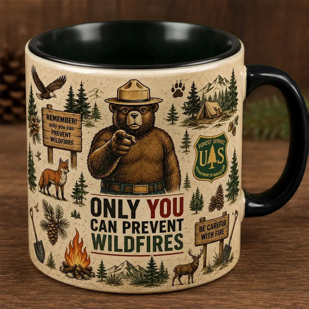 USFS Smokey Bear Only You Can Prevent Wildfires Coffee Mug USFS Merch Gift For Dad - Merchluma
