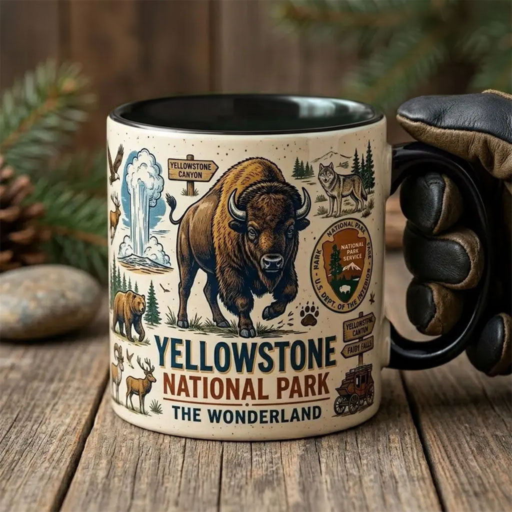 Yellowstone National Park Commemorative Mug The Wonderland Coffee Cup Gift For Brothers - Merchluma