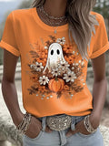 Womens Halloween Ghost T-Shirt Halloween Tees Cute Halloween Gifts - Merchluma