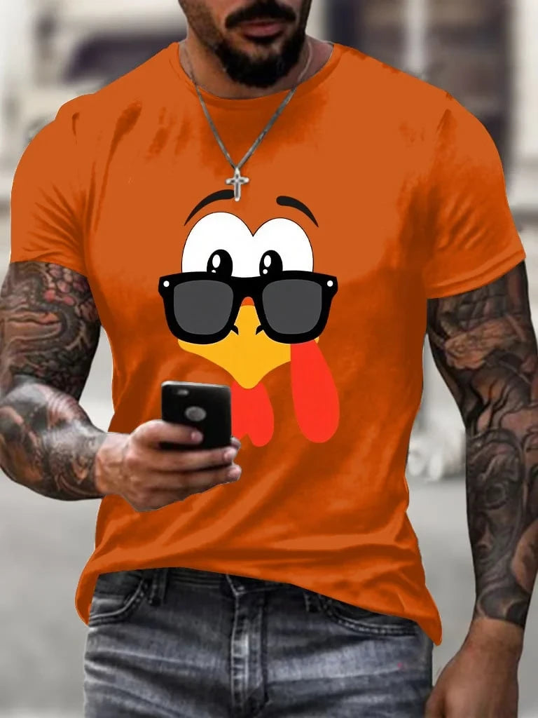 Mens Retro Thanksgiving Turkey T-Shirt Thanksgiving Autumn Clothes Lovely Family Holiday Gift - Merchluma
